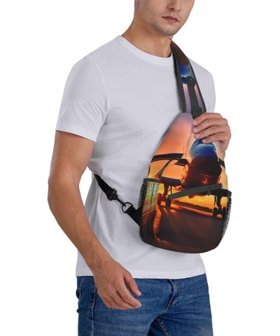 Airplane in The Evening Light Backpack, Sling Bag,Travel Hiking Chest Bag Daypack,for Travel Sports Running Hiking Airplane S...