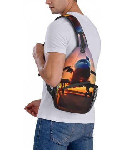 Airplane in The Evening Light Backpack, Sling Bag,Travel Hiking Chest Bag Daypack,for Travel Sports Running Hiking Airplane S...