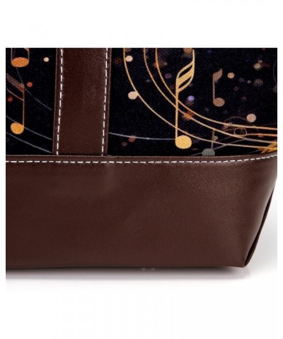 Musical Note Canvas Leather Mix Crossbody Bag - 13.3x4.7x12.2 in - Stylish and Spacious Shoulder Handbag $19.68 Shoulder Bags