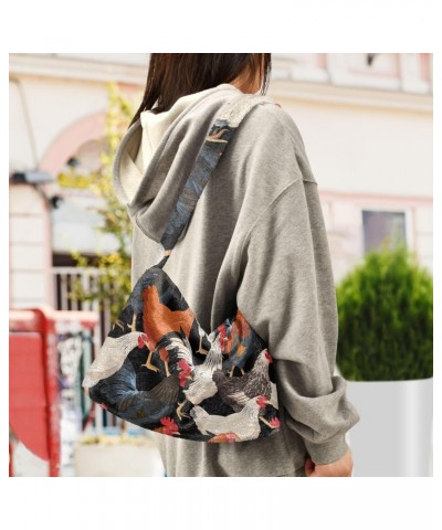 Hens Shoulder Tote Bags for Women Furry Crossbody bag Hobo Handbag Purses for Teen Girls University $10.08 Totes