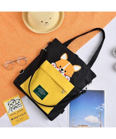 Shiba Inu Kawaii Cartoon Shoulder Bag - Akita Dog Lover Gift Tote Bag Black Akita Bag $10.34 Totes