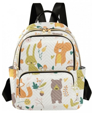 Forest Set with Cute Bear Bunny Squirrel Fox Hedgehog Casual Fashion Polyester Travel Rucksack Shoulder Bag Color Small $16.6...