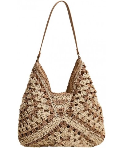 Straw Shoulder Bag for Women Vintage Hobo Bag Beach Handbag Fashion Tote Bag Everyday Bag Summer A Coffee $23.12 Totes