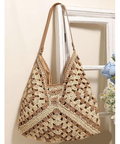 Straw Shoulder Bag for Women Vintage Hobo Bag Beach Handbag Fashion Tote Bag Everyday Bag Summer A Coffee $23.12 Totes