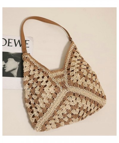 Straw Shoulder Bag for Women Vintage Hobo Bag Beach Handbag Fashion Tote Bag Everyday Bag Summer A Coffee $23.12 Totes