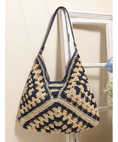 Straw Shoulder Bag for Women Vintage Hobo Bag Beach Handbag Fashion Tote Bag Everyday Bag Summer A Coffee $23.12 Totes