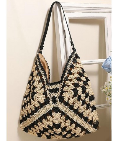 Straw Shoulder Bag for Women Vintage Hobo Bag Beach Handbag Fashion Tote Bag Everyday Bag Summer A Coffee $23.12 Totes