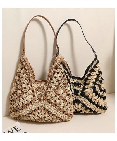 Straw Shoulder Bag for Women Vintage Hobo Bag Beach Handbag Fashion Tote Bag Everyday Bag Summer A Coffee $23.12 Totes