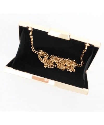 Women Metal Box Clutch Diamond Evening Handbag Mini Chain Shoulder Crossbody Purse B-gold $15.19 Evening Bags