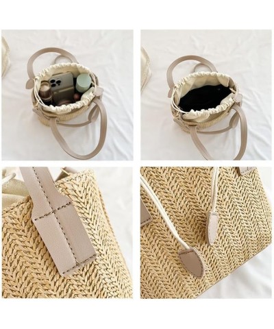 Women Small Straw Bag Mini Woven Bucket Bag Summer Beach Bag Fashion Crossbody Bag Top Handle Bag Shoulder Bag Handbag Pink $...