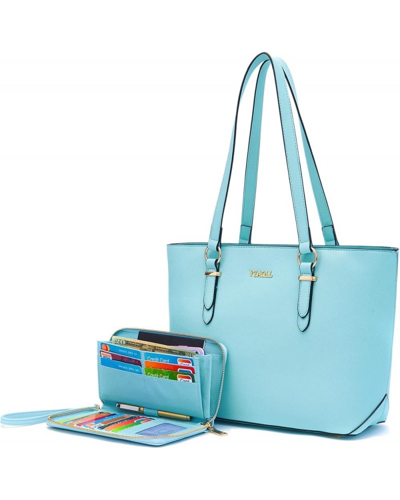 Purses for Women Faux Leather Medium Large Tote Satchel Shoulder Purse Handbag Wallet set Aiceblue $15.50 Totes