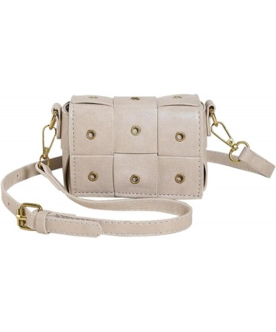 Personalized PU Small Bag Korean Style Fashion Retro Ladies Shoulder Crossbody Woven Bag Beige $13.06 Shoulder Bags