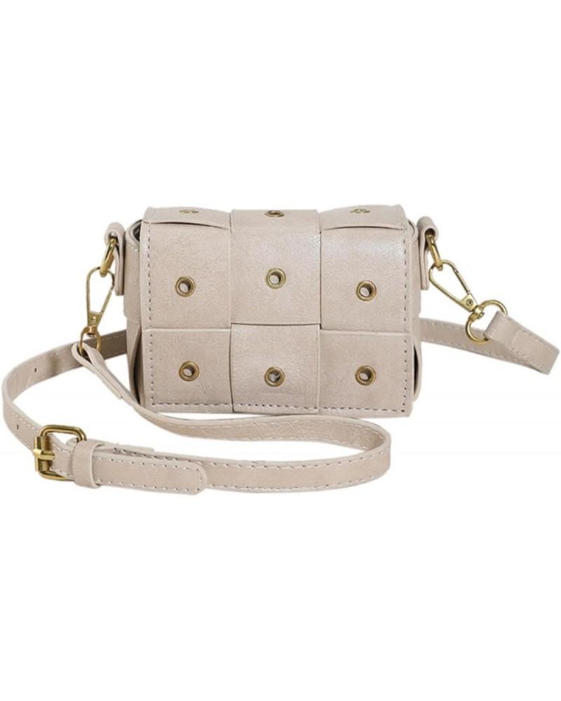 Personalized PU Small Bag Korean Style Fashion Retro Ladies Shoulder Crossbody Woven Bag Beige $13.06 Shoulder Bags