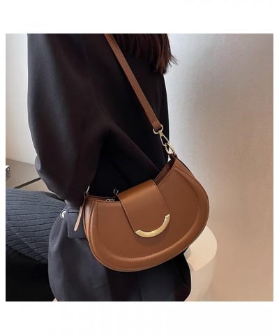 Women's Leather Shoulder Bag Designer Crossbody Purse Simple Crescent Bag Top Handle Satchel Purse Vintage Tote Bag Coffee $4...