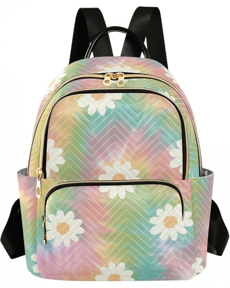 Rainbow Daisy Fashion Travel Backpack for Women Multi Pockets Lightweight Purse for Women-S Multicolor Small $15.50 Backpacks