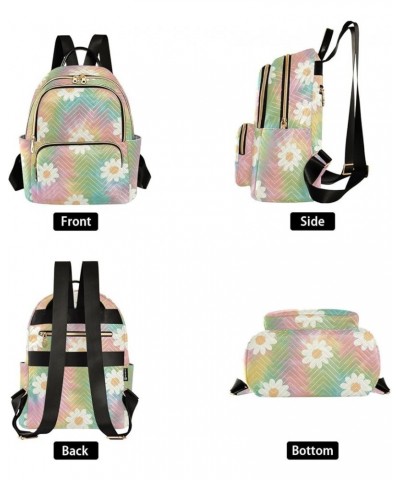 Rainbow Daisy Fashion Travel Backpack for Women Multi Pockets Lightweight Purse for Women-S Multicolor Small $15.50 Backpacks