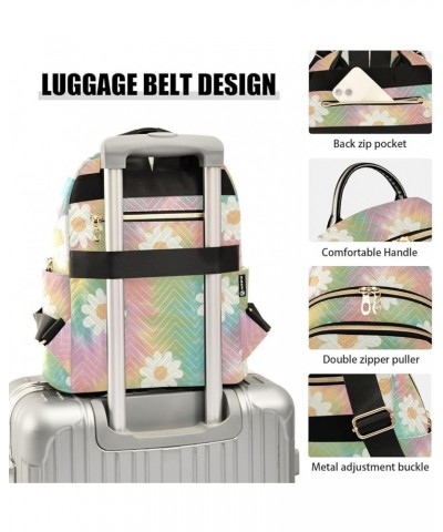 Rainbow Daisy Fashion Travel Backpack for Women Multi Pockets Lightweight Purse for Women-S Multicolor Small $15.50 Backpacks