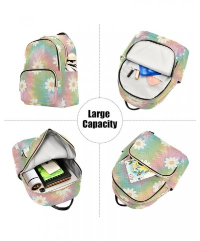 Rainbow Daisy Fashion Travel Backpack for Women Multi Pockets Lightweight Purse for Women-S Multicolor Small $15.50 Backpacks