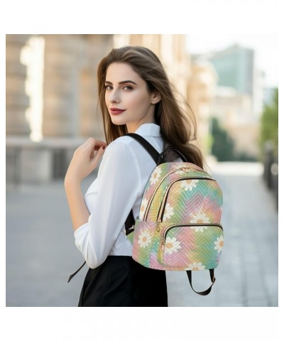 Rainbow Daisy Fashion Travel Backpack for Women Multi Pockets Lightweight Purse for Women-S Multicolor Small $15.50 Backpacks