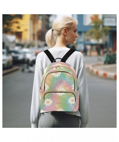 Rainbow Daisy Fashion Travel Backpack for Women Multi Pockets Lightweight Purse for Women-S Multicolor Small $15.50 Backpacks