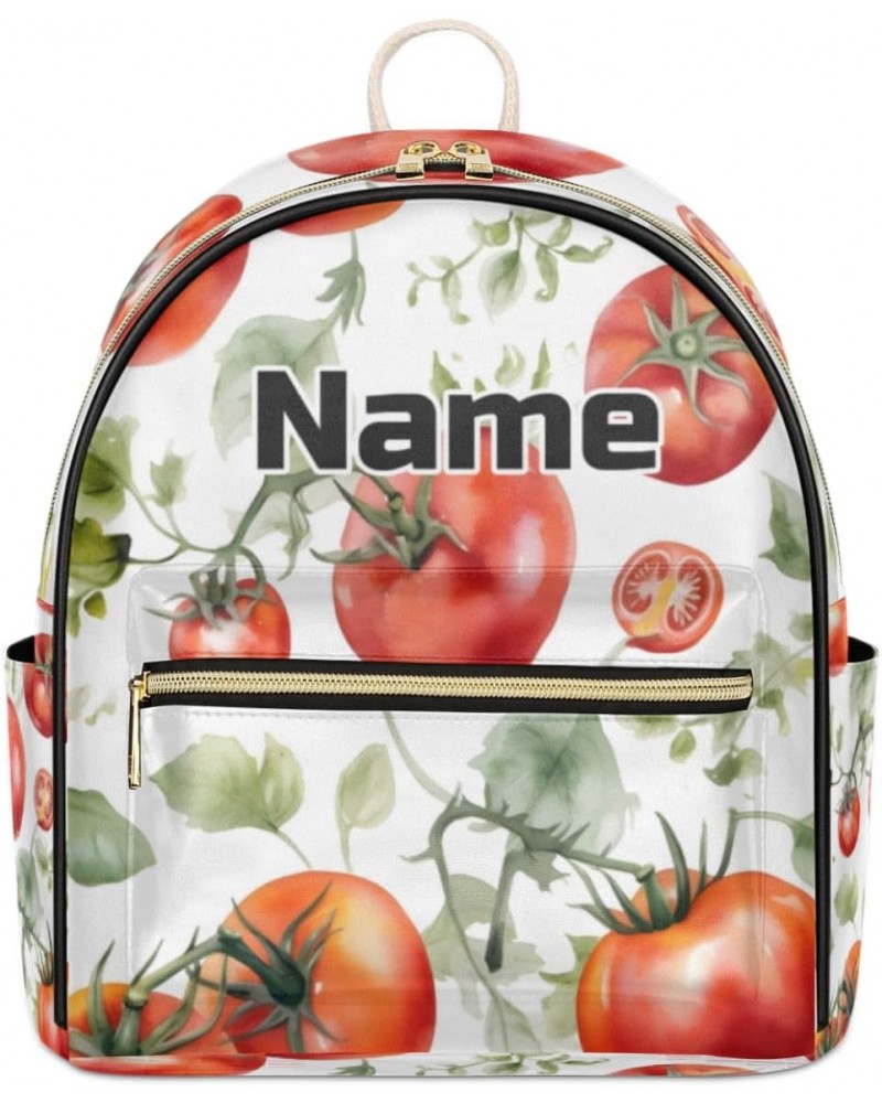 Tomato Vegetable Fruit Custom Mini Backpack Purse for Women Personalized Fashion Leather Small Backpack Shoulder Handbag Trav...