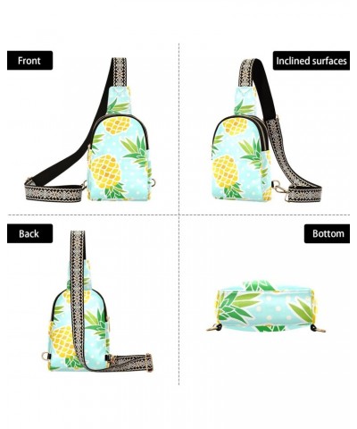 Pineapples Crossbody Sling Bag for Women Men Leather Chest Bags Purse Adjustable Cross Body Daypacks for Workout Outdoors Tra...