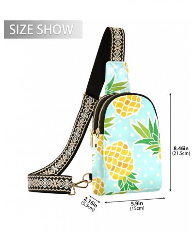 Pineapples Crossbody Sling Bag for Women Men Leather Chest Bags Purse Adjustable Cross Body Daypacks for Workout Outdoors Tra...