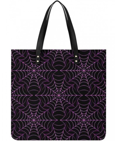 Purple Spider Web Printed Tote Bag for Women Fashion Handbag with Top Handles Shopping Bags for Work Travel $18.23 Totes