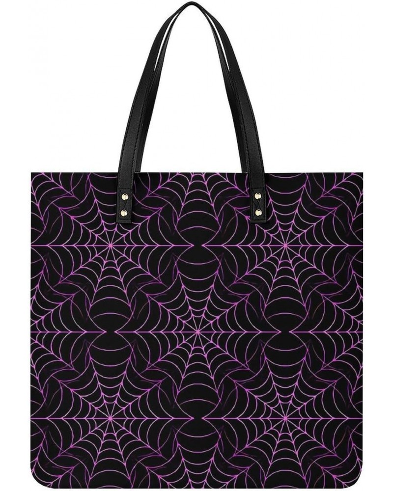 Purple Spider Web Printed Tote Bag for Women Fashion Handbag with Top Handles Shopping Bags for Work Travel $18.23 Totes