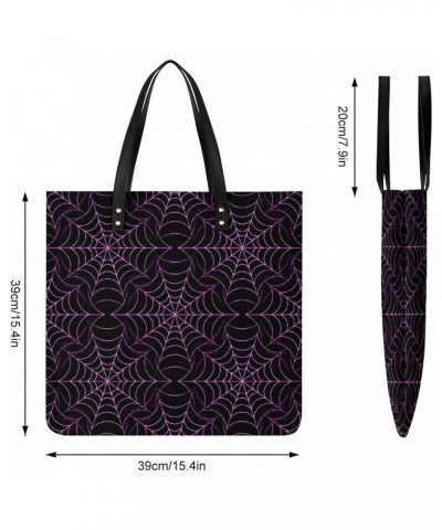 Purple Spider Web Printed Tote Bag for Women Fashion Handbag with Top Handles Shopping Bags for Work Travel $18.23 Totes