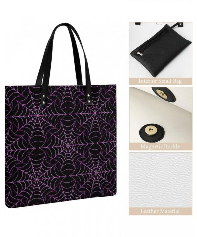 Purple Spider Web Printed Tote Bag for Women Fashion Handbag with Top Handles Shopping Bags for Work Travel $18.23 Totes