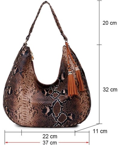 Womens Hobo Bag Faux Leather Snake Print Shoulder Bag Handbags Purse Tassel Zip Tote Bag Ladies Single Shoulder Bags Beige $3...