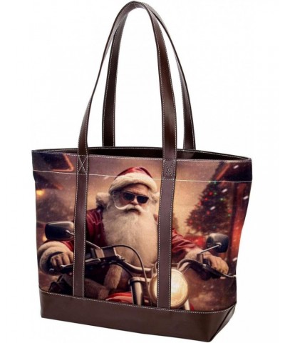 Santa Claus Canvas-Leather Mix Crossbody Bag, 13.3x4.7x12.2in, Durable Hand-Held Purse with Stylish Design $22.56 Crossbody Bags