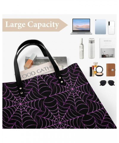 Purple Spider Web Printed Tote Bag for Women Fashion Handbag with Top Handles Shopping Bags for Work Travel $18.23 Totes