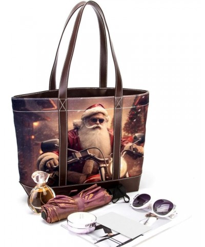 Santa Claus Canvas-Leather Mix Crossbody Bag, 13.3x4.7x12.2in, Durable Hand-Held Purse with Stylish Design $22.56 Crossbody Bags