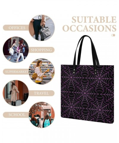 Purple Spider Web Printed Tote Bag for Women Fashion Handbag with Top Handles Shopping Bags for Work Travel $18.23 Totes