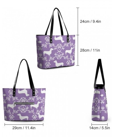 Dachshund Floral Dog Printed Purses and Handbags for Women Vintage Tote Bag Top Handle Ladies Shoulder Bags for Shopping Trav...