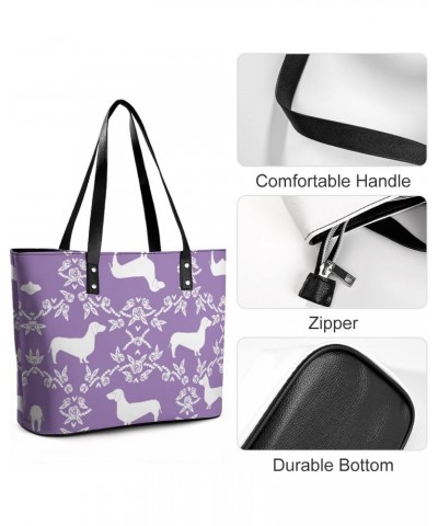 Dachshund Floral Dog Printed Purses and Handbags for Women Vintage Tote Bag Top Handle Ladies Shoulder Bags for Shopping Trav...