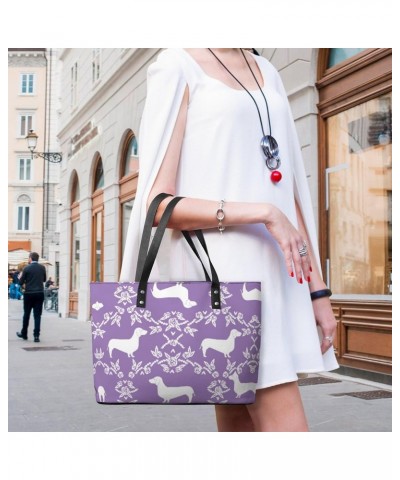 Dachshund Floral Dog Printed Purses and Handbags for Women Vintage Tote Bag Top Handle Ladies Shoulder Bags for Shopping Trav...