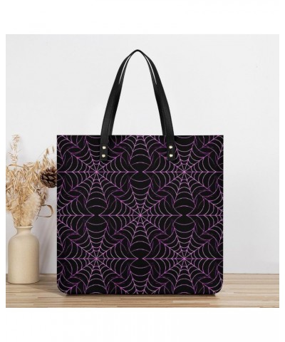 Purple Spider Web Printed Tote Bag for Women Fashion Handbag with Top Handles Shopping Bags for Work Travel $18.23 Totes