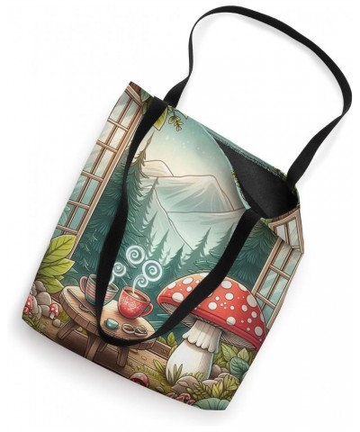 Mushroom Coffee Cute Watercolor Overlooking Mountains Tote Bag $13.00 Totes