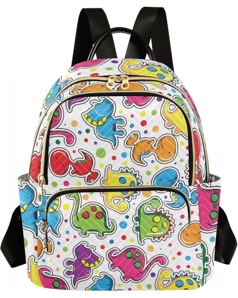 Backpack Purse for Women Dinosaurs Colorful, Mini Fashion Backpack Cute Baby Dino Dots Lightweight Casual Daypack Shoulder Ba...