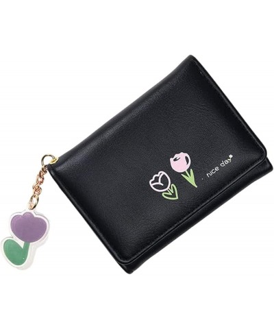 2023 New Tulip Wallet - Tulip Mini Wallet PU Leather Cute Wallet for Women - RFID Blocking Trifold Small Zipper Wallet with I...