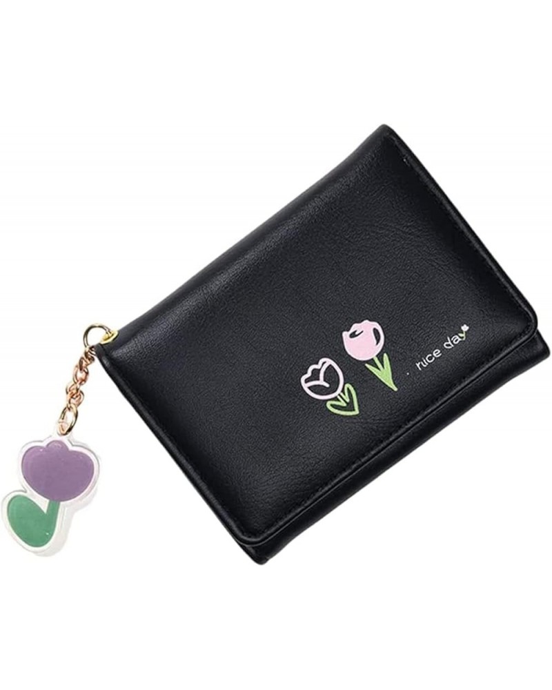 2023 New Tulip Wallet - Tulip Mini Wallet PU Leather Cute Wallet for Women - RFID Blocking Trifold Small Zipper Wallet with I...