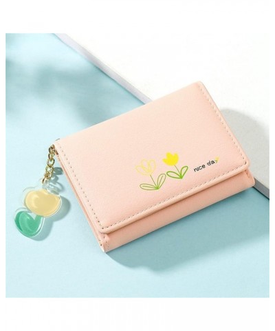 2023 New Tulip Wallet - Tulip Mini Wallet PU Leather Cute Wallet for Women - RFID Blocking Trifold Small Zipper Wallet with I...