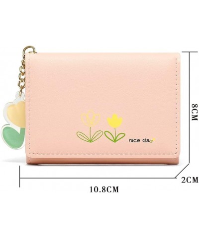 2023 New Tulip Wallet - Tulip Mini Wallet PU Leather Cute Wallet for Women - RFID Blocking Trifold Small Zipper Wallet with I...