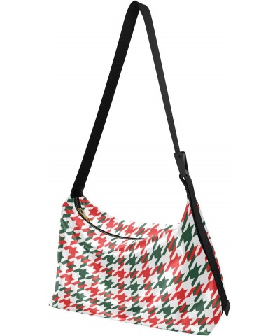 Women Boho Bag Houndstooth Green Red Shoulder Bag PU Leather Pouch Crossbody Bag Large Tote Handbag For Quick Getaway Weekend...