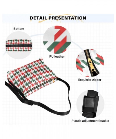 Women Boho Bag Houndstooth Green Red Shoulder Bag PU Leather Pouch Crossbody Bag Large Tote Handbag For Quick Getaway Weekend...