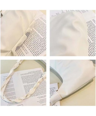 Pleated armpit bag women's shoulder bag soft PU Fried Dough Twists shoulder belt leisure bag White $9.08 Shoulder Bags