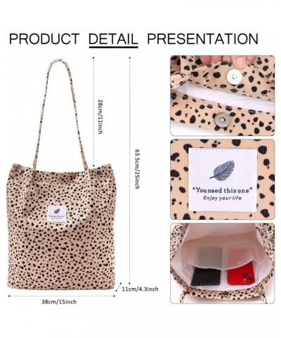 Corduroy Tote Bag for Women Canvas Shoulder Cord Purse with Inner Pocket Leopard-b $10.86 Shoulder Bags